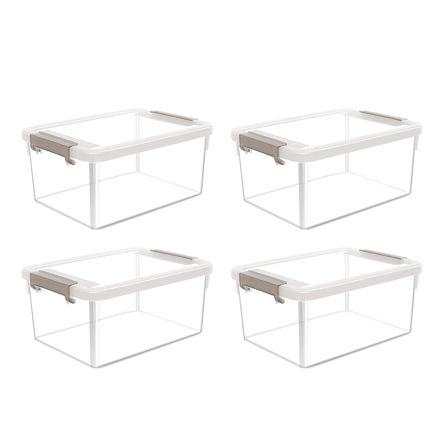 Citylife 4 Packs Small Storage Bins with Lids 3 2 QT Plastic Storage Containers for Organizing Stackable Clear