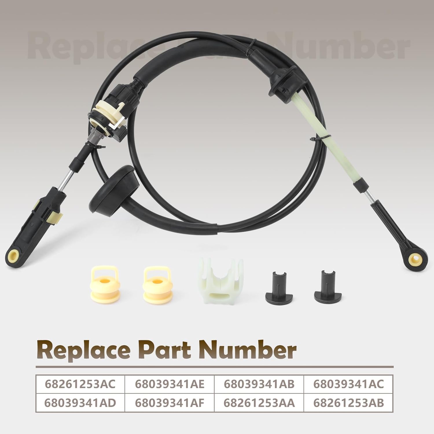 68261253AC Automatic Transmission Shifter Cable Replacement for Ram 2500 2012-2018 3500 2011-2023 4500 2011-2015 5500 2011-2015, Replace 68039341AB 68039341AC w/Bushing Repair Kit