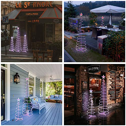 Yescom Solar Panel Set of 3 LED Christmas Spiral Light Kit 6Ft 4Ft 3Ft Indoor Outdoor Garden Party