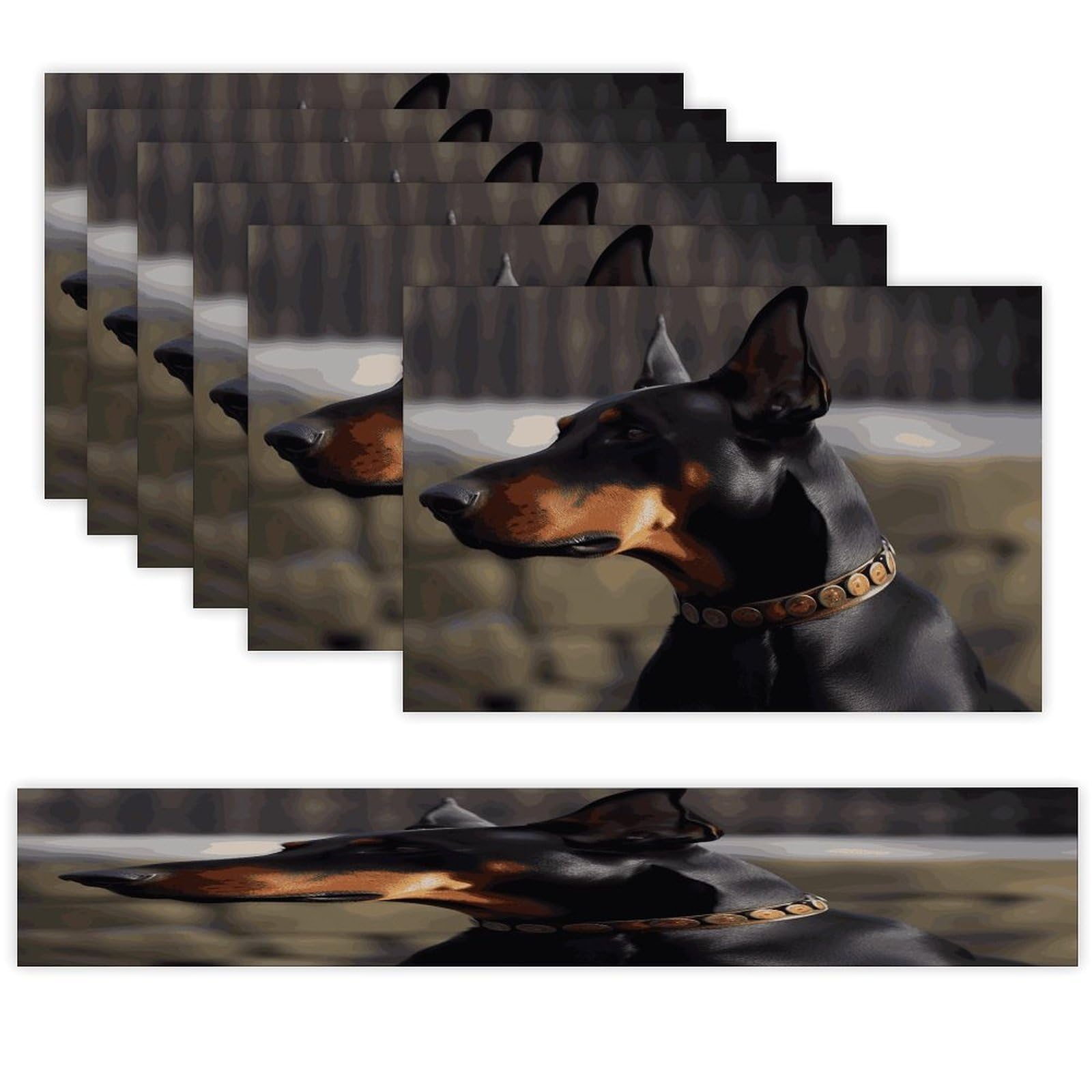 Doberman Placemats and Placemats Set of 6 Heat Resistant Washable Washable Dining Table Mats, Modern Fabric Placemats, Linen Table Decor