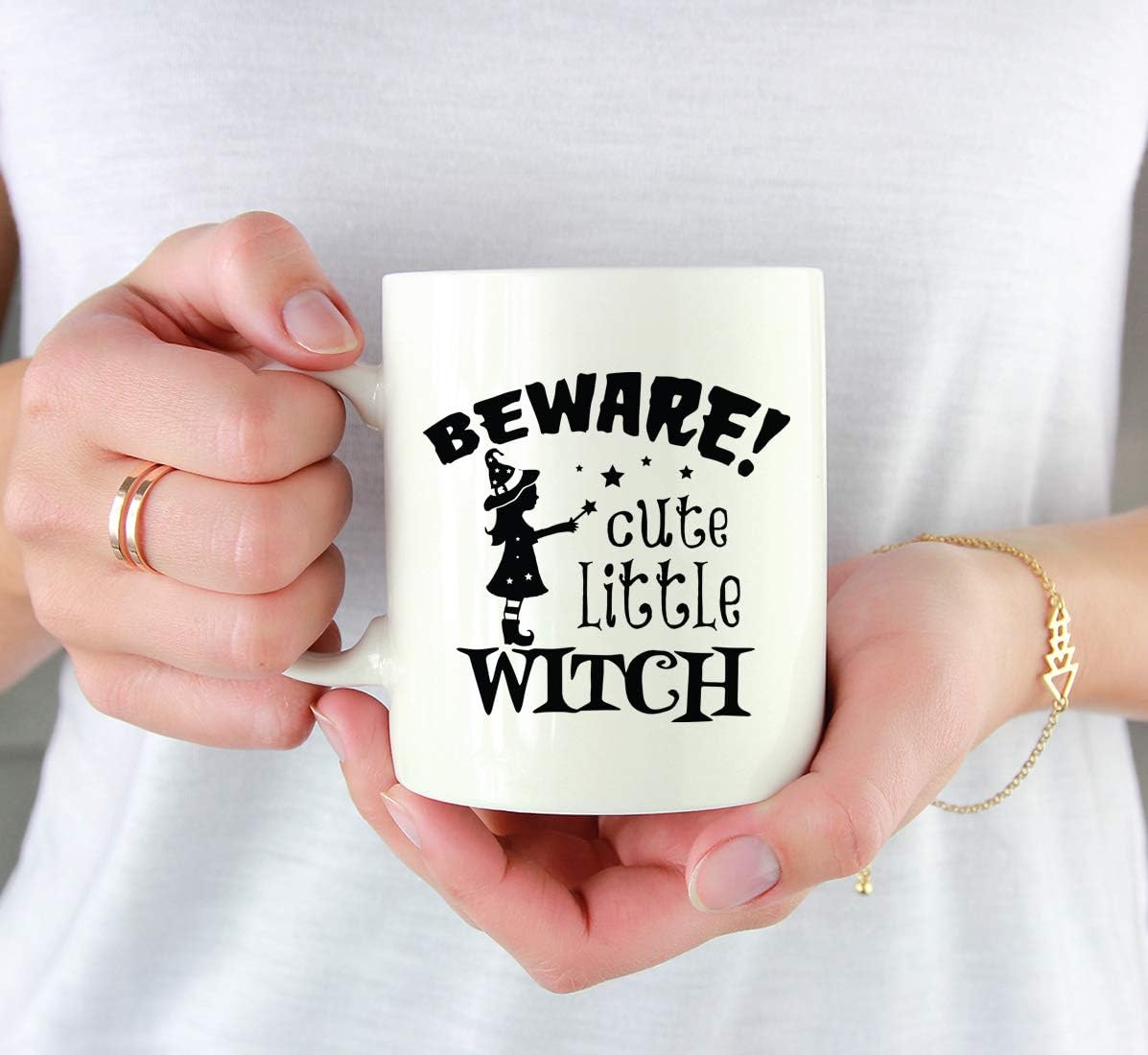 Andaz Press 11oz. Coffee Mug Gift, Beware Cute Little Witch, Halloween October Present Ideas with Gift Box