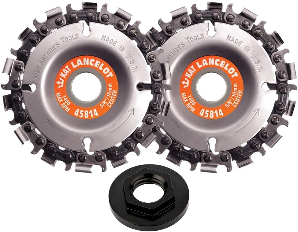 King Arthur's Tools Original & Patented Lancelot 14 Tooth Tandem Combo with Universal Nut - 4" (100mm) Dia. X 5/8” (16mm) Bore - Fits 4 and 4 1/2" Woodworking Angle Grinder - 81414
