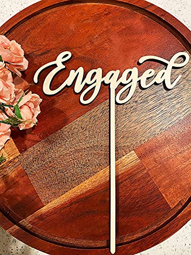 Engaged Cake Topper Wedding Cake Toppers Wood Wreath Cake Topper Birthday Cake Topper, Engagement, Wedding Reception, Wedding Cake Decoration (Engaged) #TOP29
