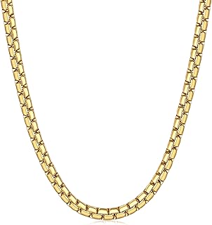 Fiusem Black/14K Gold Plated Flat Box Chains for Men