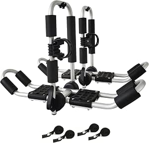 Codinter J-Style 4-in-1 Roof Rack for Kayaks, Canoes, Surfboards, and Skis
