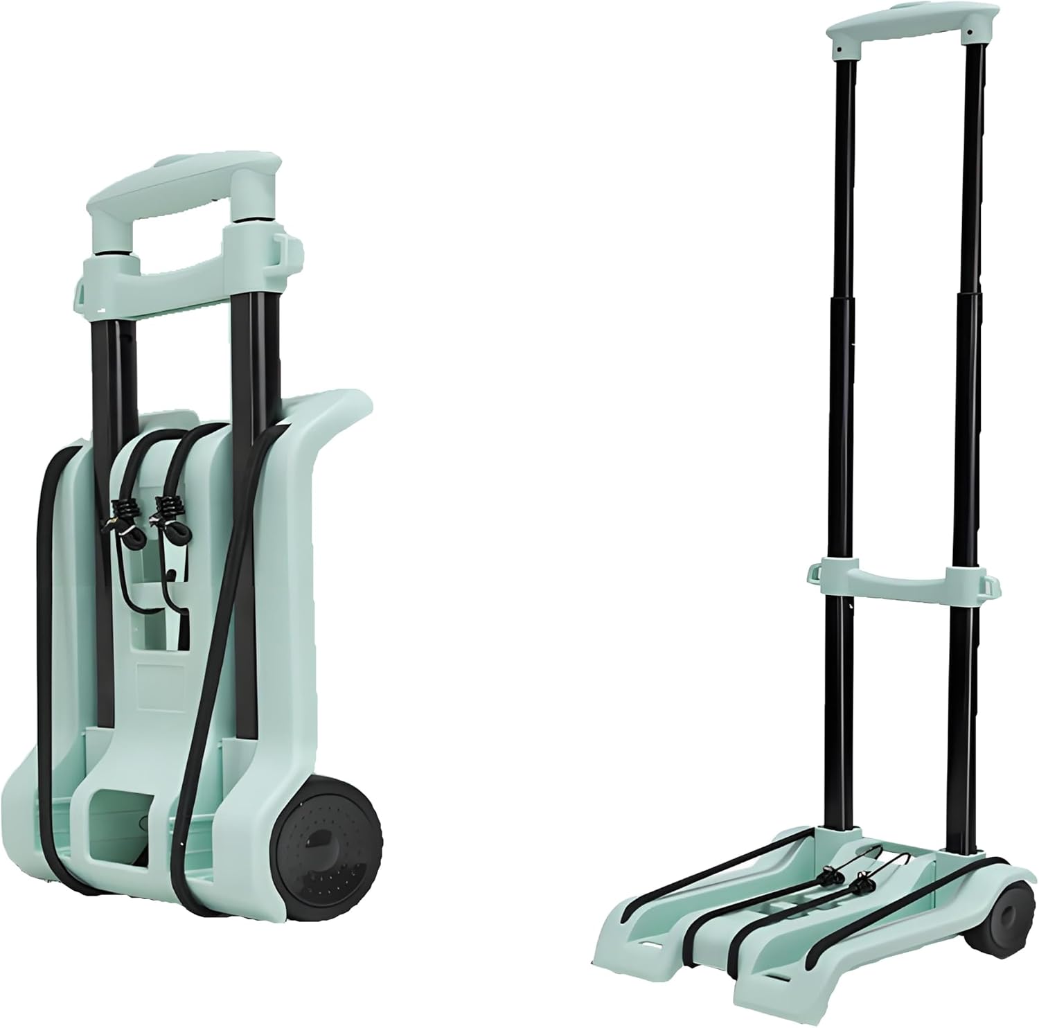 88 lbs Folding Trolley, Portable Folding Trolley, Practical and Lightweight Trolley with 2 Wheels, 1 Bungee Cord and 1 Shopping Bag, Suitable for Shopping, Traveling, Moving, Office use