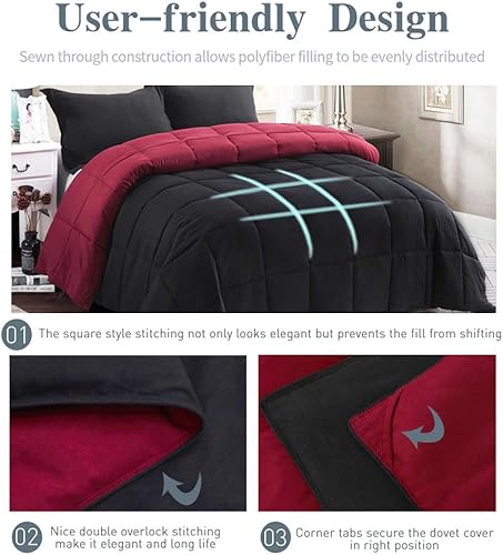 Miniatura 4 de GRALI - Juego de edredón acolchado alternativo para todas las estaciones, reversible, ultra suave, relleno de edredón saludable para niños y hombres