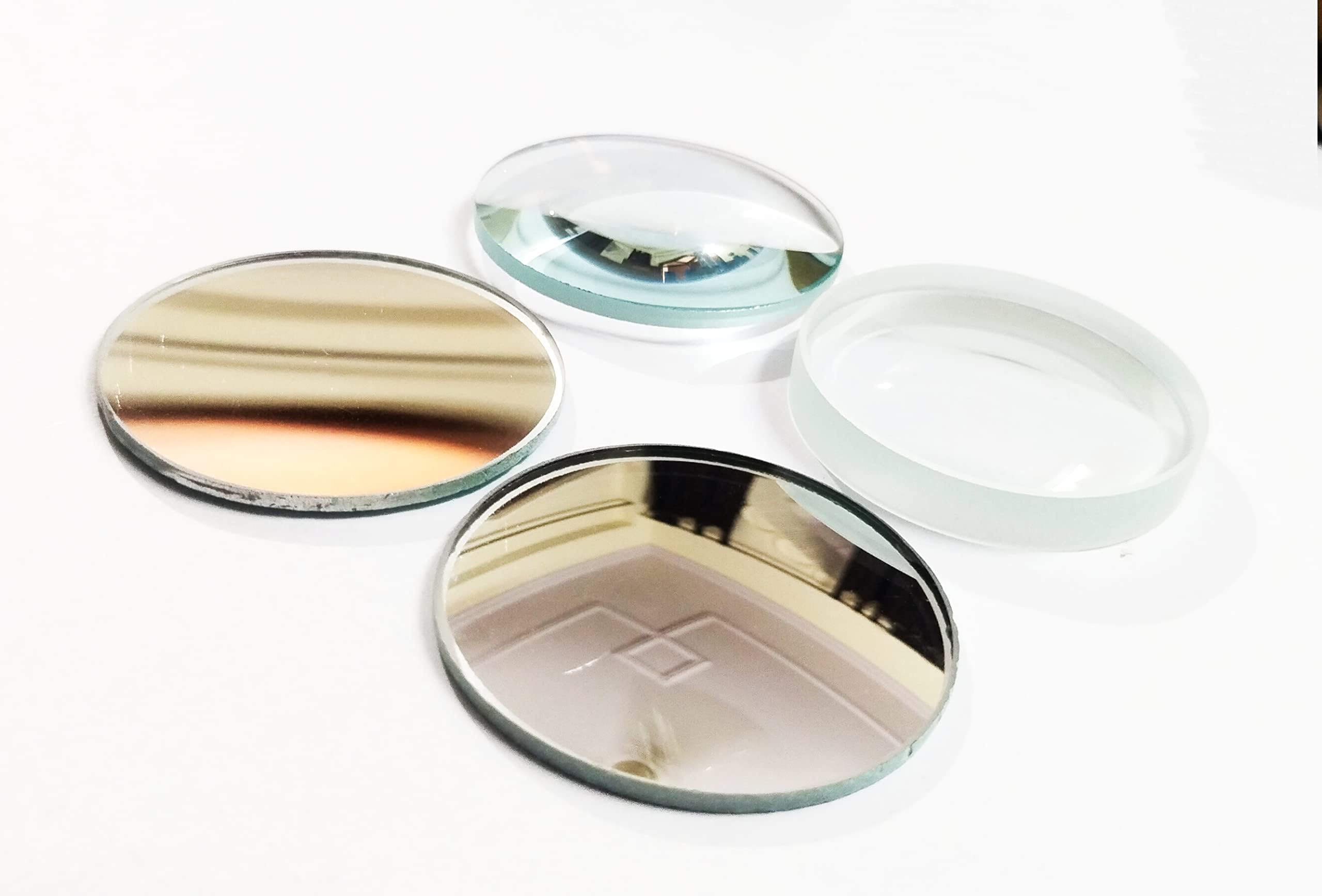 lens and mirror set.set of concave convex mirror and concave convex lenses. 50mm diameter