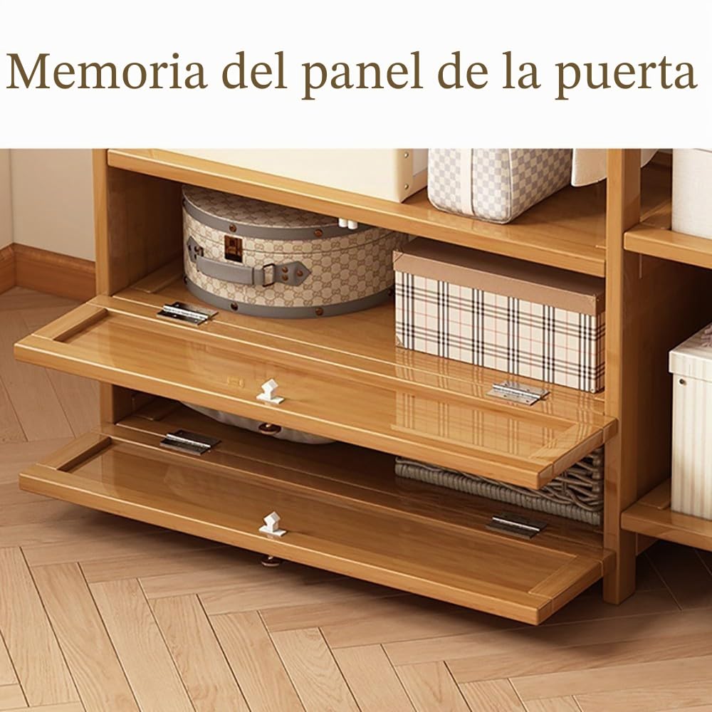 Perchero Burro de Bambú, Perchero de Pie Armario Abierto Madera con 4 Separadores y 2 Cajones, Ropa de Bambú para Entrada, Pasillo, Dormitorios Sala de Estar, Fácil de Montar