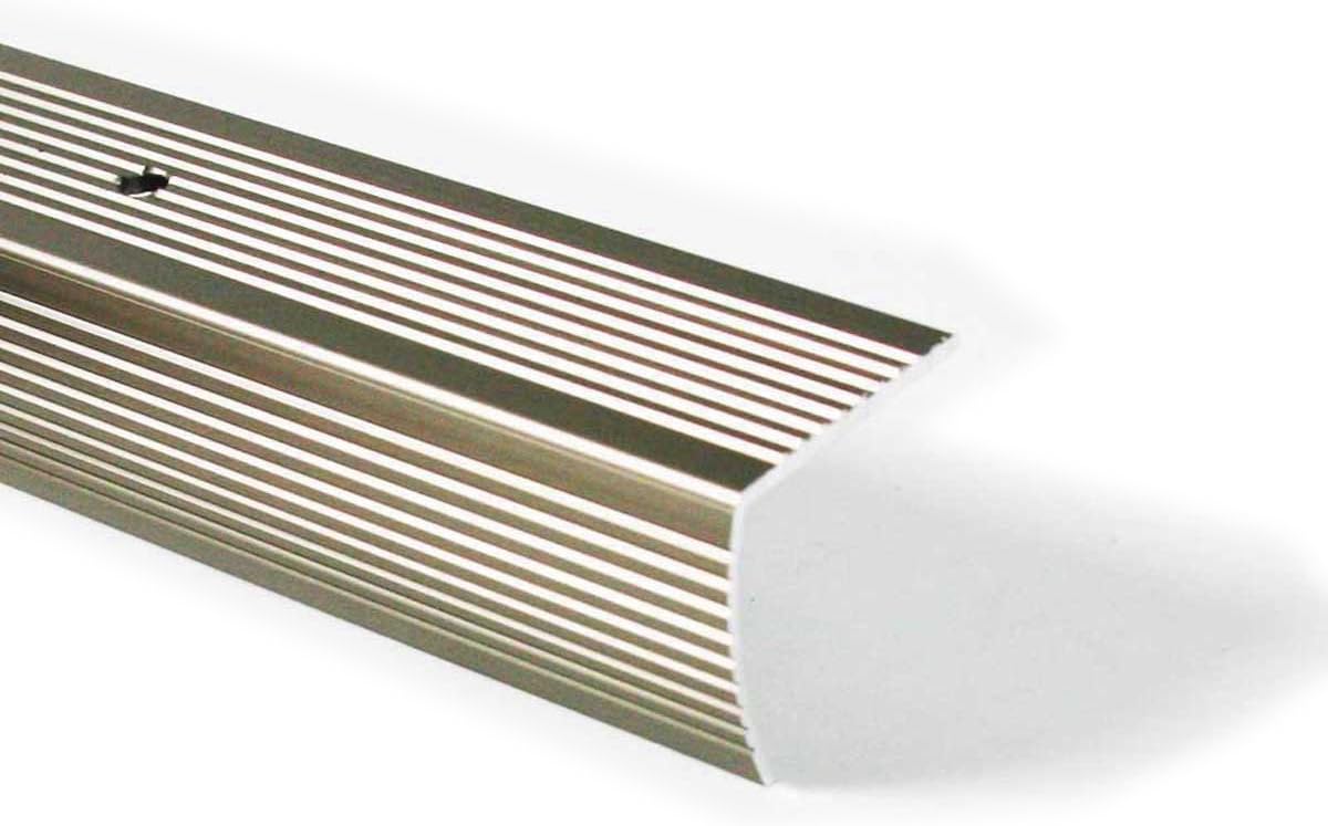 M-D Building Products 43878 M-D Fluted Stair Edging, 36 In L W X 1-1/8 In H, Aluminum, Pewter, Pack of 1, 3 Foot