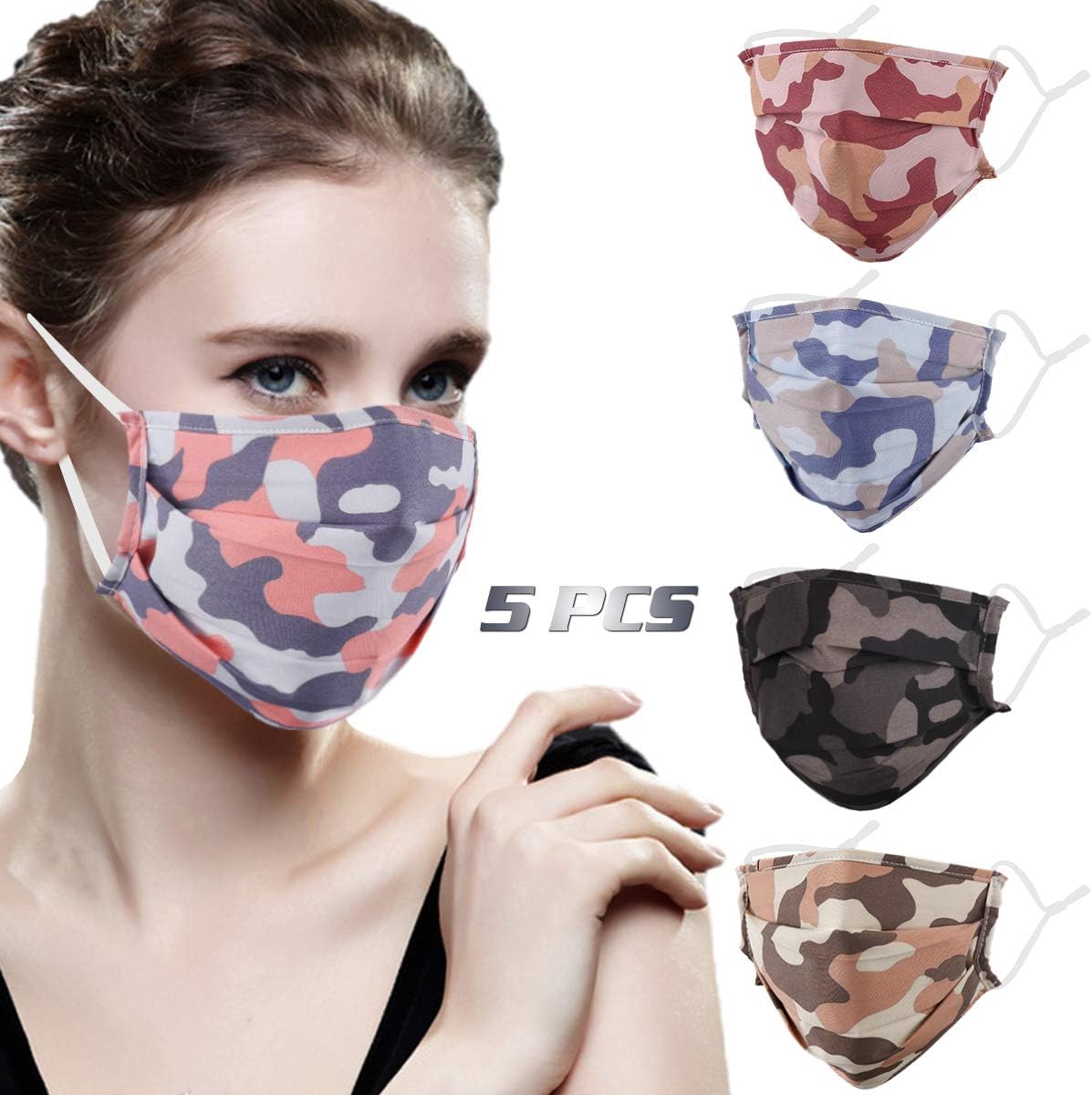 Genovega Stylish Face Mask with Adjustable Ear Loops, Folding Breathable Decorative Facemask for Women Man