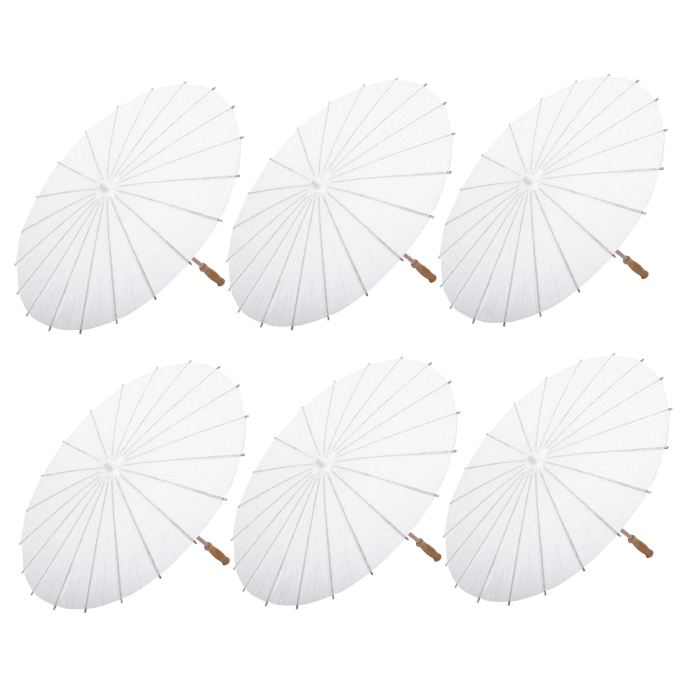 Bemonew Parasol Umbrella 6pcs Paper Parasols, Blank Paper Parasol For Diy Art & Weddings, White Umbrella, 33.07inch/84cm