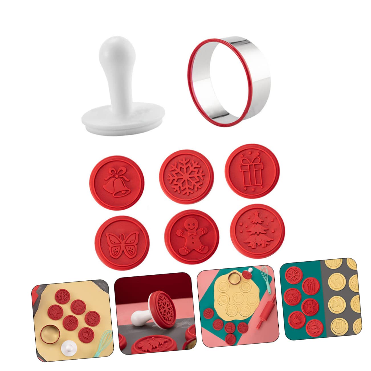 MAGICLULU 5 Sets Keksstempel Shortbread Plätzchenpresse Stempel Still Süßigkeiten Dinosaurier Ausstechformen Walnuss Plätzchenform Keksformen Dekorieren Von Pralinen Kekszubehör