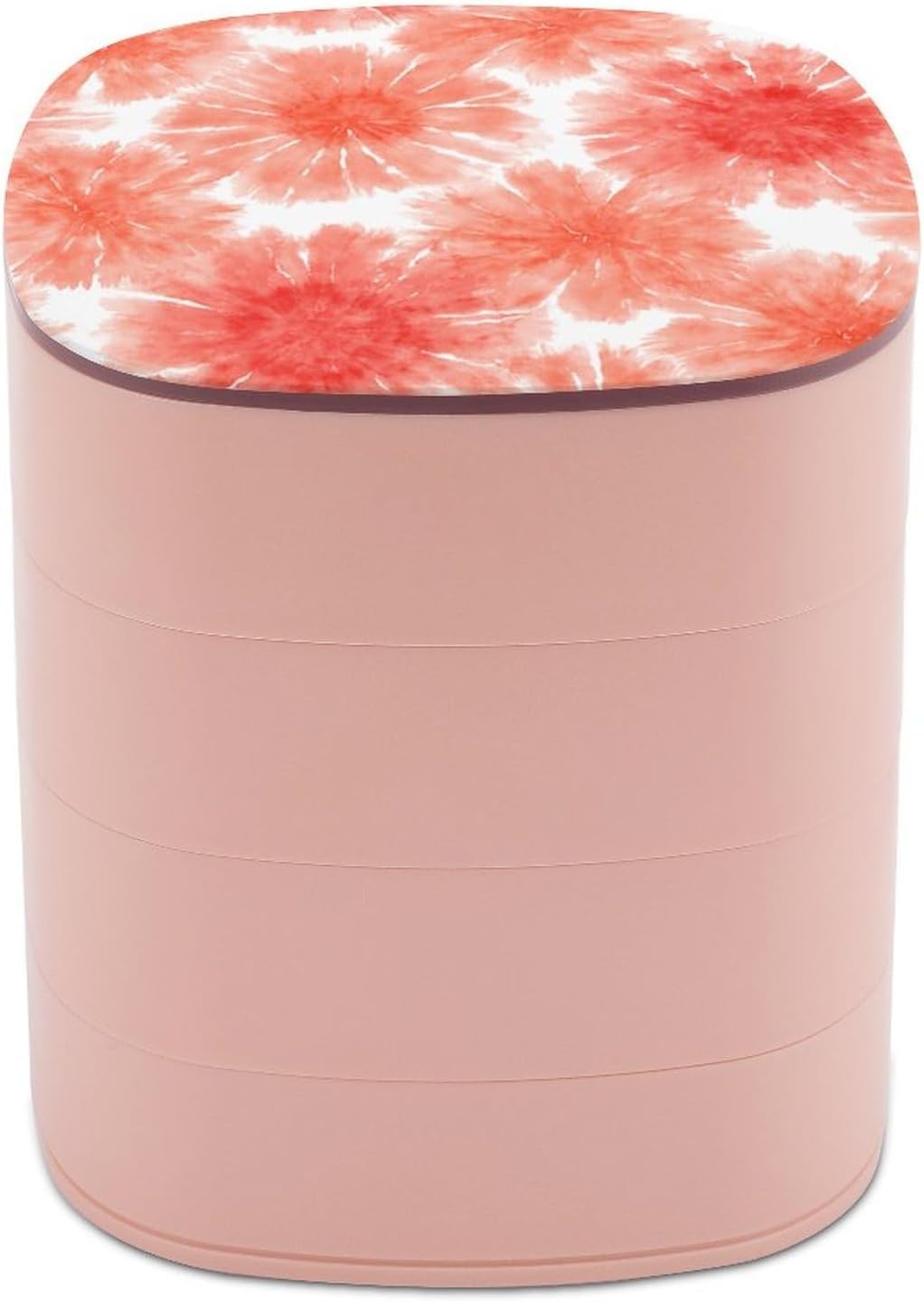 Watercolor Tie Dye Pattern Hot Coral Jewelry Boxes for Women, Earring Holder Organizer Rotating Jewelry Organizer for Necklaces Bracelets Ring