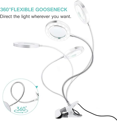 Miniatura 4 de JimKing Lámpara de aumento, lámpara de escritorio de luz de tatuaje, luz de libro LED con clip, lámpara de cama USB para lectura, tatuaje,