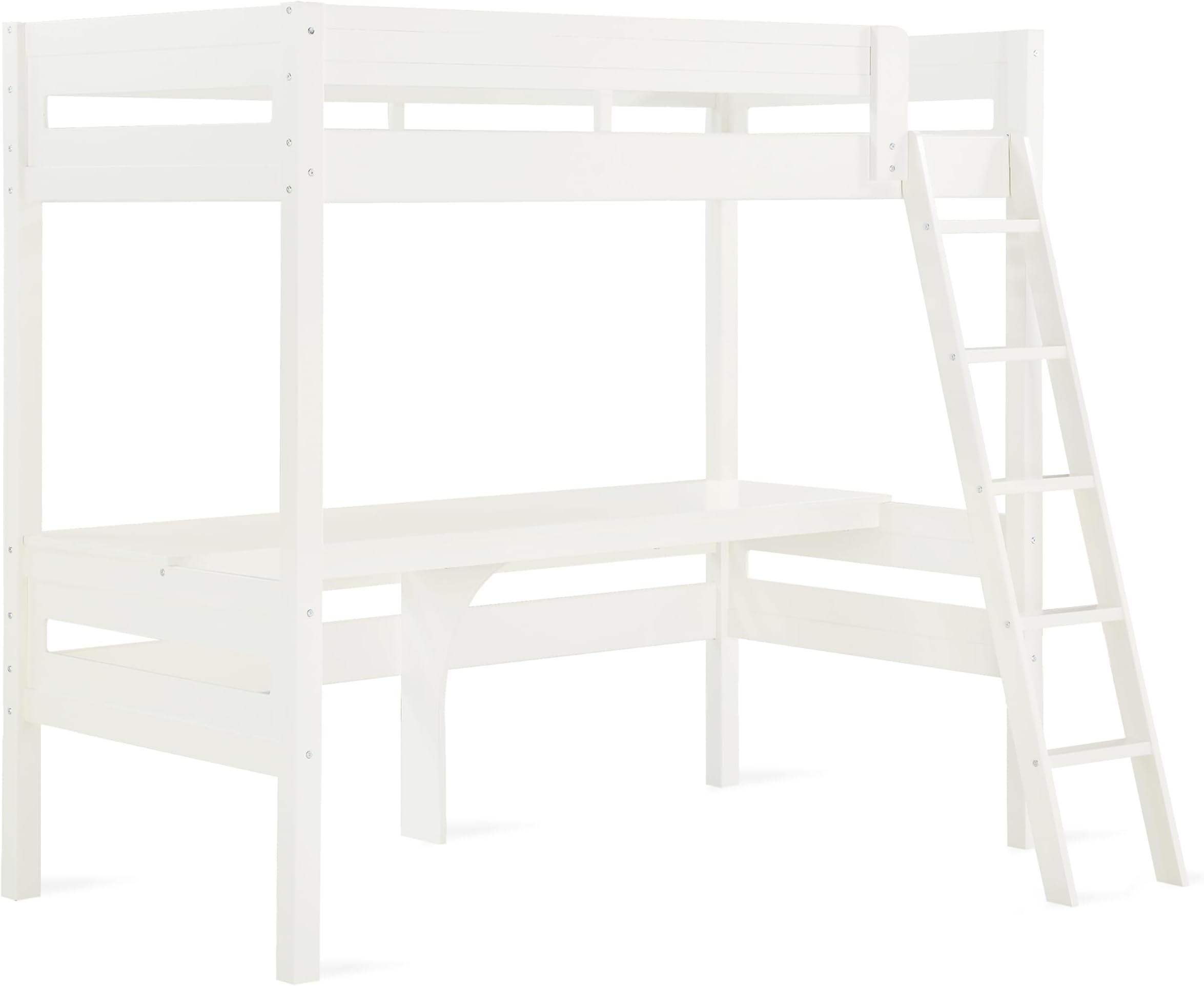 DHP Harlan Loft Bed with Desk and Ladder, Twin, White