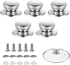 Pack of 5 Stainless Steel Pot Lid Handles, Universal Pot Lid Knobs with Screws, Heat Resistant Pot Handles Replacement for Pans, Cookware, Pot Lid Button, Replacement Handle for Pot Lid Handle