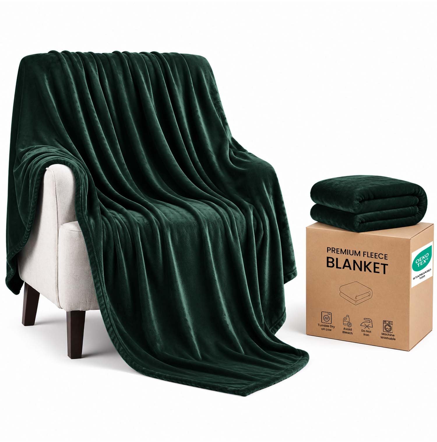 IR Imperial Rooms Fleece Blanket Large Throw - Emerald, King 230X270 Cm