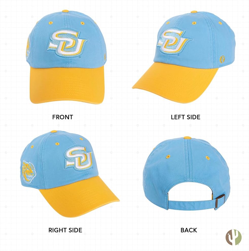 Desert Cactus Southern University Baseball Hat SU Jaguars Brimmed Embroidered Hats Cap Adjustable Cloth Strap Adult (Style E) Blue - Image 3