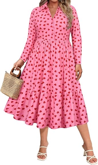 collared plus size winter dress Plus size women\'s dress, collared, spring autumn winter, red, long sleeves, big collar g