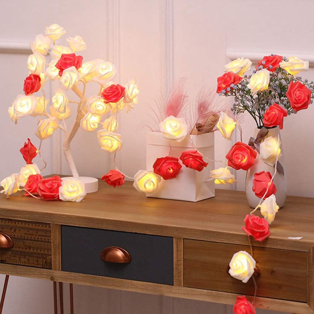 RaajaOutlets 20LED Rose Flower String Lights for Ganpati Decor Alaa Festival Diwali Christmas Tree Party Table Decorations Rose(Red + White) (B0DFQK68TW) Amazon Price History, Amazon Price Tracker