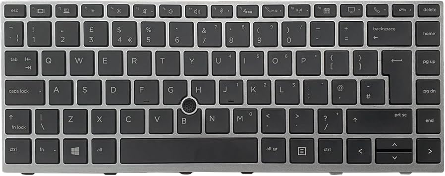 Replacement For HP ZBOOK 14U G5 14U G6 Trackpoint Keyboard And Pointer UK English Layout With Backlit QWERTY Grey With Black Keys