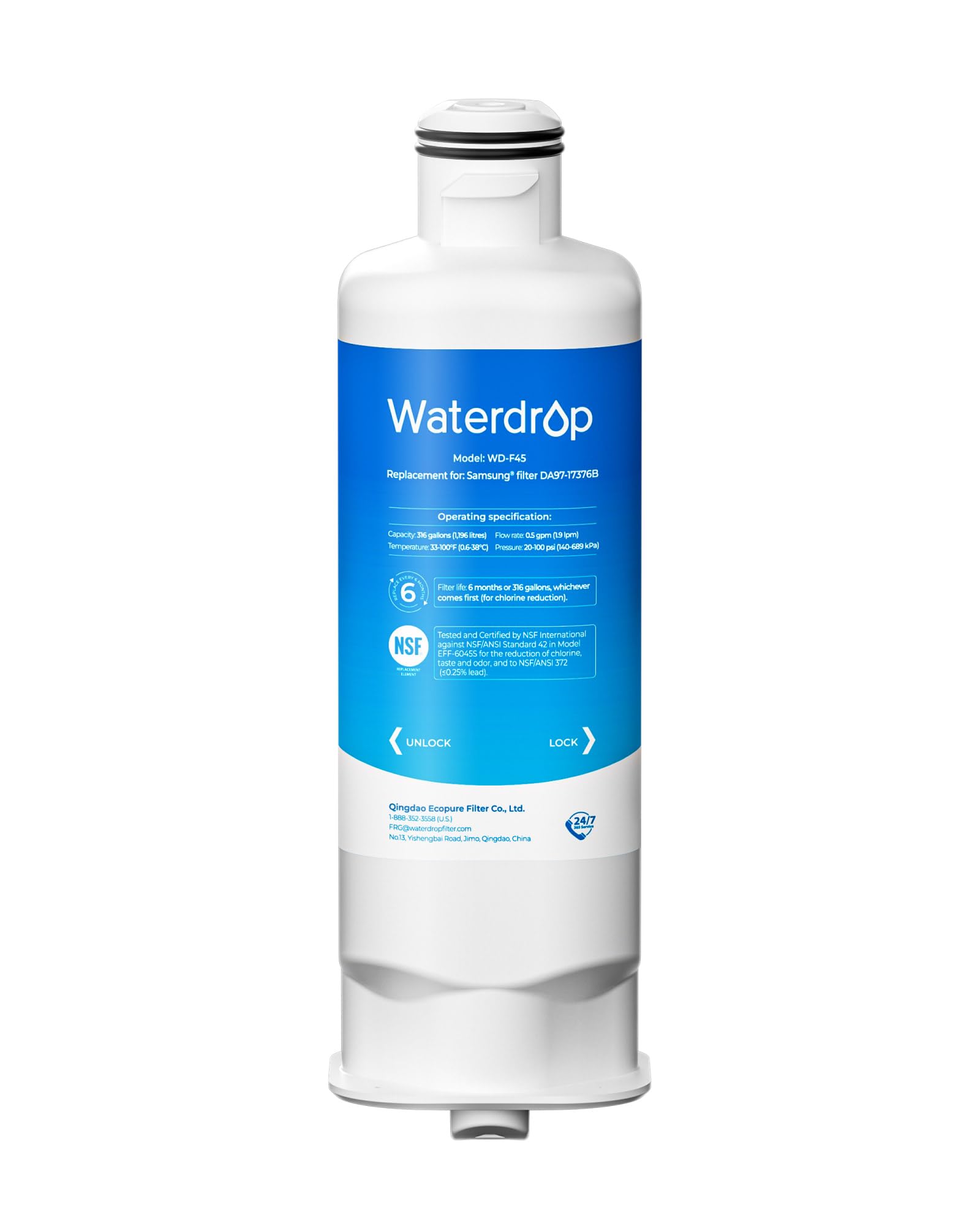 Waterdrop DA97-17376B Replacement for Samsung HAF-QIN Refrigerator Water Filter HAF-QIN EXP RF28R7201SR RF28R7351SG WD-F45
