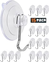 LUPYJI Transparent Suction Cup Hooks 15 Pack - Reusable Strong Hold for Windows, Mirrors, Tiles, Bathroom & Kitchen - No Damage Removable