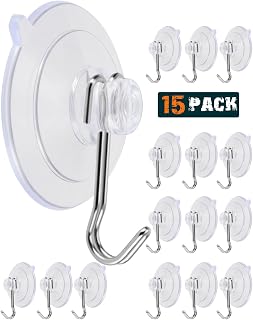 LUPYJI Transparent Suction Cup Hooks 15 Pack - Reusable Strong Hold for Windows, Mirrors, Tiles, Bathroom & Kitchen - No Damage Removable