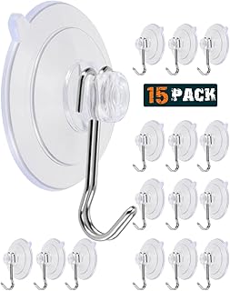 Suction Cup Hooks, Transparent PVC Removable Reusable, for Glass Windows, Mirrors, Doors, Tiles, 15