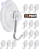 LUPYJI Suction Cup Hooks, Transparent PVC Removable Reusable, for Glass Windows, Mirrors, Doors, Tiles, 15 Pack