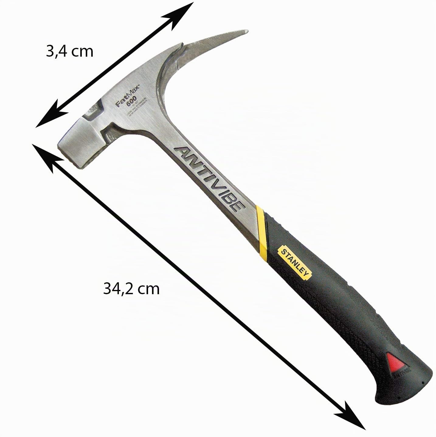 STANLEY FatMax Latthammer mit Dämpfung Antivibe (600 g Kopfgewicht, 340 mm Länge, ergonomischer DynaGrip-Griff, vibrationsgedämpft, mit magnetischem Nagelhalter) 1-51-937