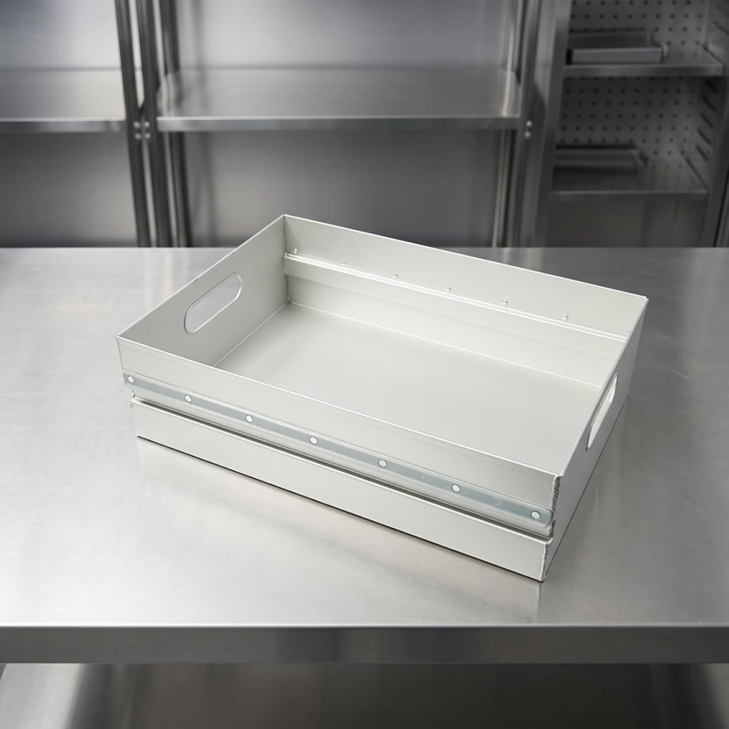 Storage Tray with Handles Rectangular Shallow Drawer Organizer Easy to Clean Drawer Organizer Bin for Utility Cart, White, Plastic Drawer
