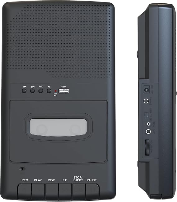 Cassette Recorder Portable Cassette Player Recorder Cassette Digitizing on USB with Handle Headphones Microphone Speaker