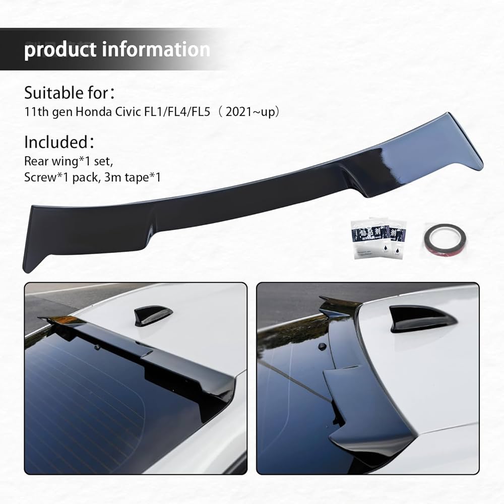 Archaic Rear Spoiler For 2022-2024 Honda Civic Hatchback Type R, Rear Spoiler Lip Wing For 11th Gen Civic FL1 FL2 FL4 FL5