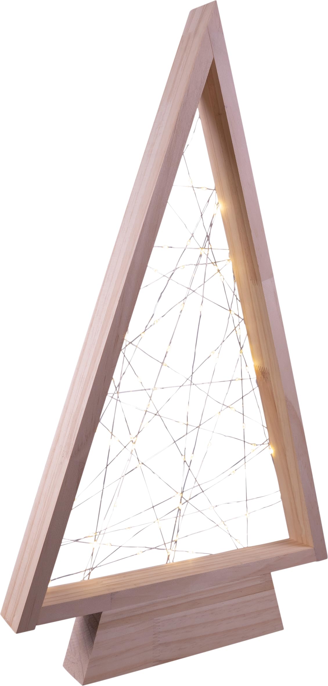 Netagon Wooden Self Assembly Christmas Tree - Battery Powered with 60 LED Lights - Light Beige