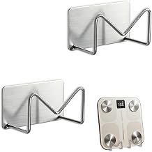 MOROBOR Weight Scale Holder Wall-Mounted, 2pcs Self Adhesive Smart Scale Stand Adjustable Multi-Use Wall Storage Bracket Fit for Home Gym Bathroom Bedroom Kitchen Dorm RVs Pantry/Silver