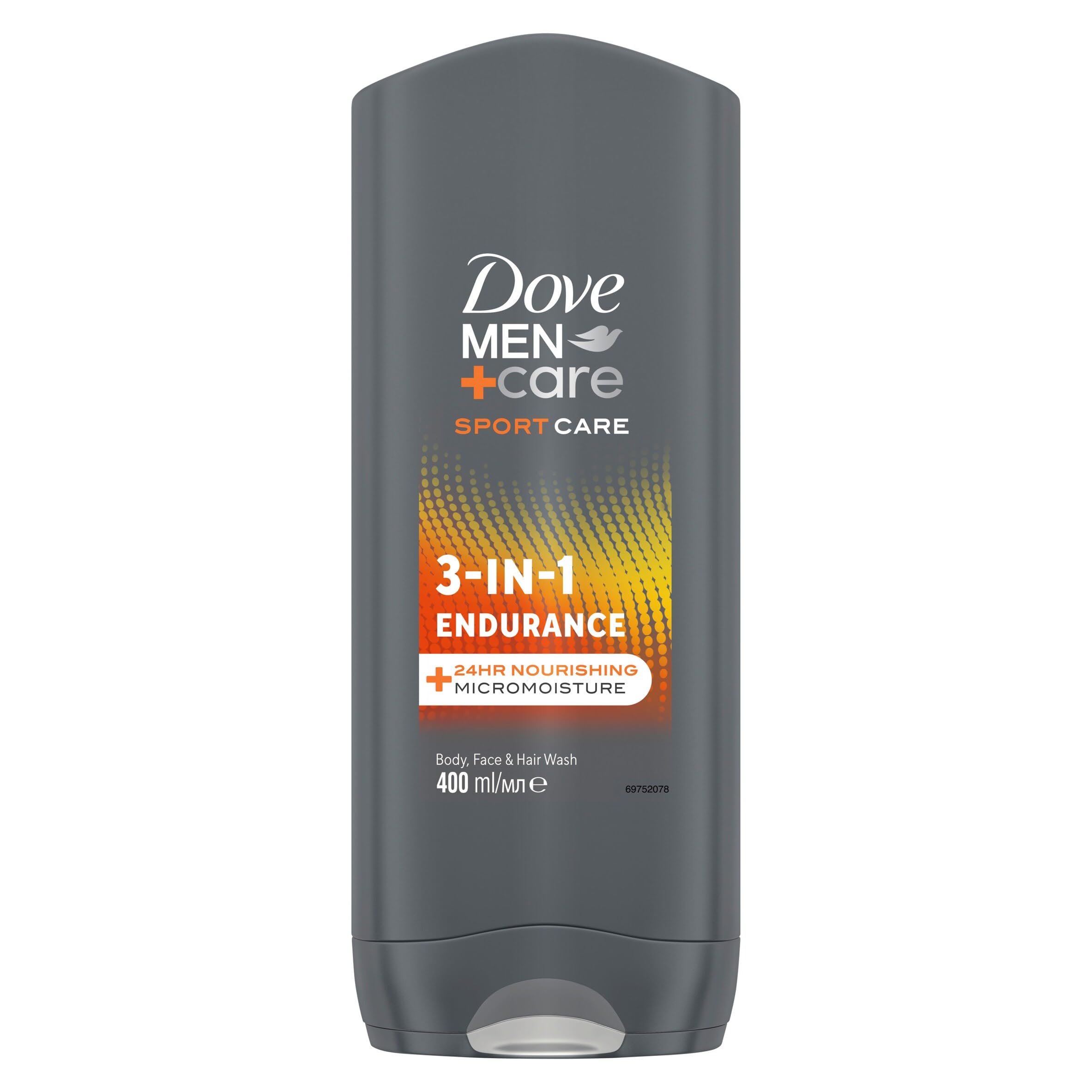 Dove Men+Care Sport Care Endurance 3-in-1 Hair, Face and Body Wash Body Cleanser shower gel with 24 hour nourishing MicroMoisture technology for invigorated and re-energised skin 6x 400 ml