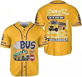 Personalized School Bus Driver Baseball Jersey, Yellow Bus Driver Pride Soccer Jersey for Men and Women, #Schoolbusdriverlife Shirt, Back to School Thank You Gift for Busman