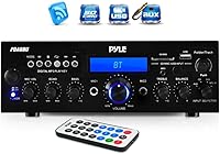 Vista 2 de Pyle PDA6BU - Receptor amplificador estéreo Bluetooth de 200 vatios con tarjeta USB/SD, 2 pares PLMR24 Pyle de 3.5 pulgadas, 200 W, 3 vías a prueba
