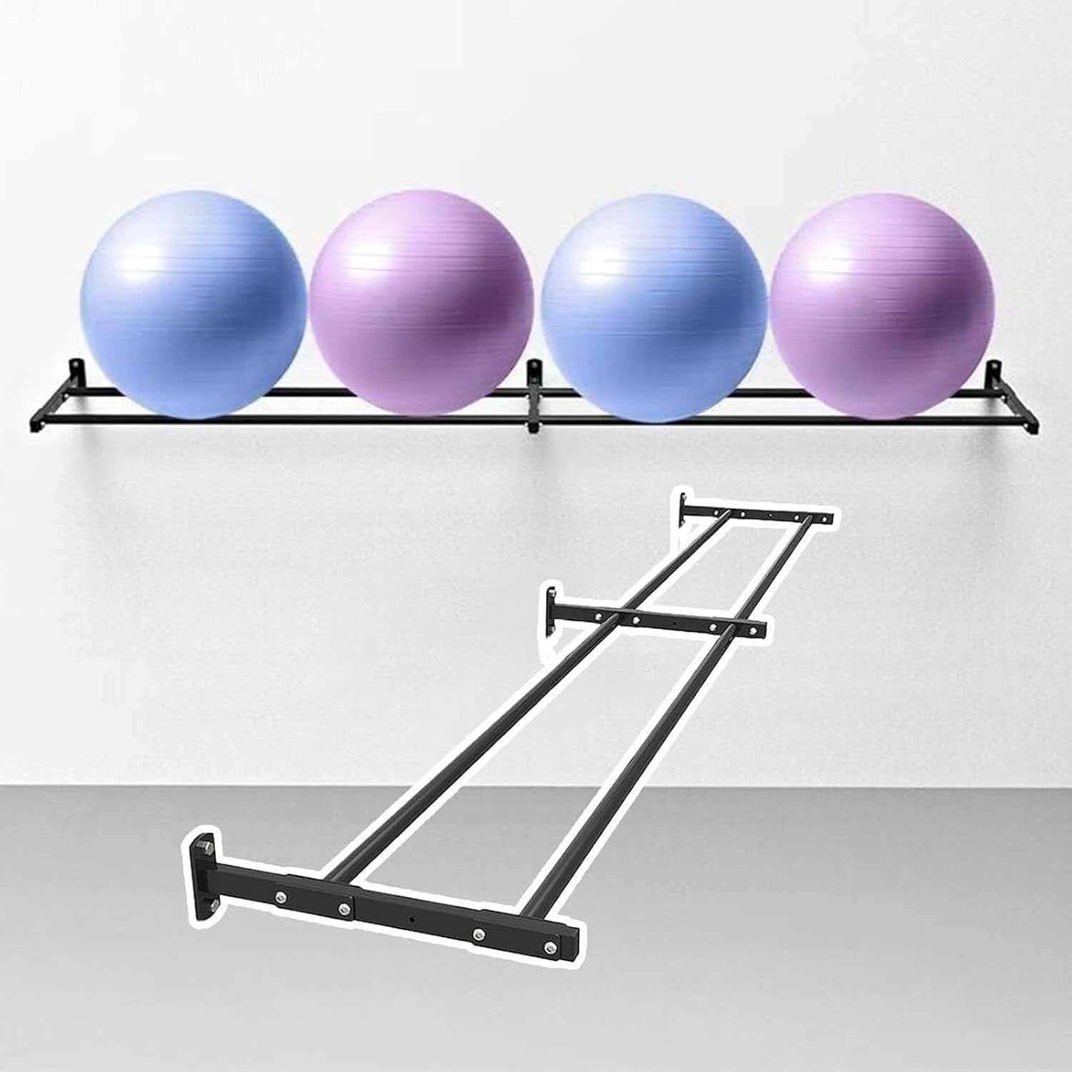 Heavy-Duty Adjustable Yoga Ball Holder Wall Mount - Space-Saving Metal Stand for Exercise Balls, Ideal for Gym & Home Organization