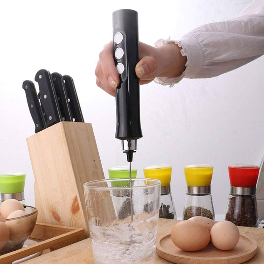 Montalatte elettrico Frullatore ricaricabile di tipo C 2 in 1 Frullatore per latte a 3 velocà in acciaio inossidabile Frullino per le uova Schiuma portatile  15