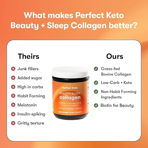 Miniatura 8 de Perfect Keto Beauty + Sleep - Proteína en polvo de péptidos de colágeno alimentados con hierba con ashwagandha, magnesio, biotina, ácido