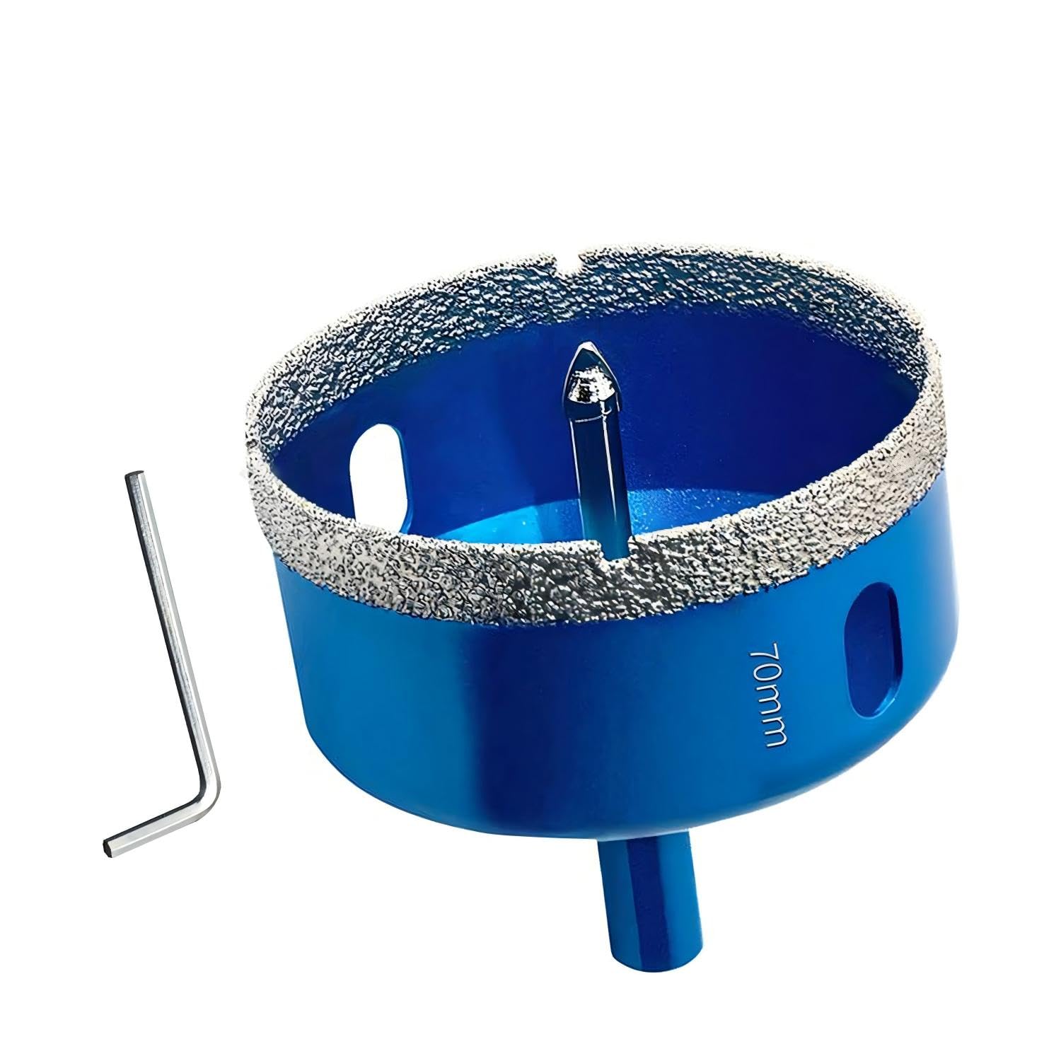 70MM Diamond Hole Saw with Pilot Center Drill Bit,Glass Hole Saw Core Drill Bit with Diamond Surface Coating,Vacuum Brazed Diamond Core Hole Cutter for Tile,Porcelain,Glass