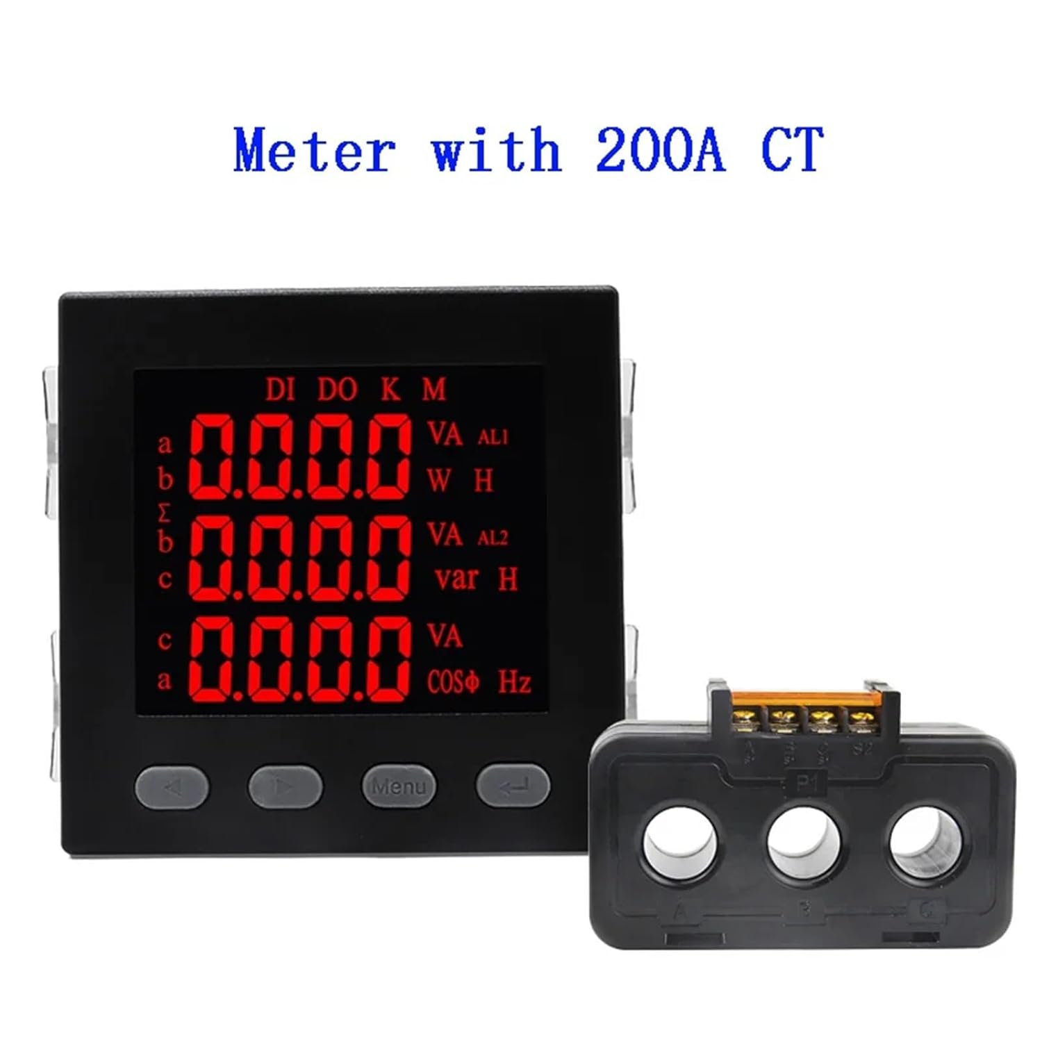 1pc LED Three Phase Multifunctional Electricity Meter with RS485 AC220V 3P4W V A W kWh COS Hz VAR Power Meter with 3 Phase CT(Meter with 200A CT)
