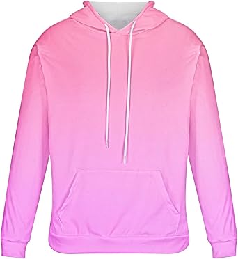 Men's Graphic Crewneck Sweatshirts Long Sleeve Pullover Gradient Color Drawstring Hoodie With Pocket Fall Clothes