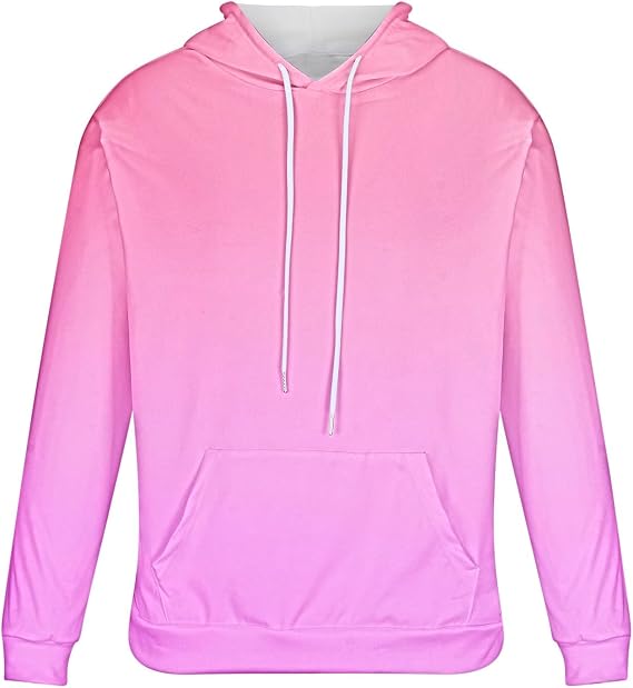 Men's Graphic Crewneck Sweatshirts Long Sleeve Pullover Gradient Color Drawstring Hoodie With Pocket Fall Clothes