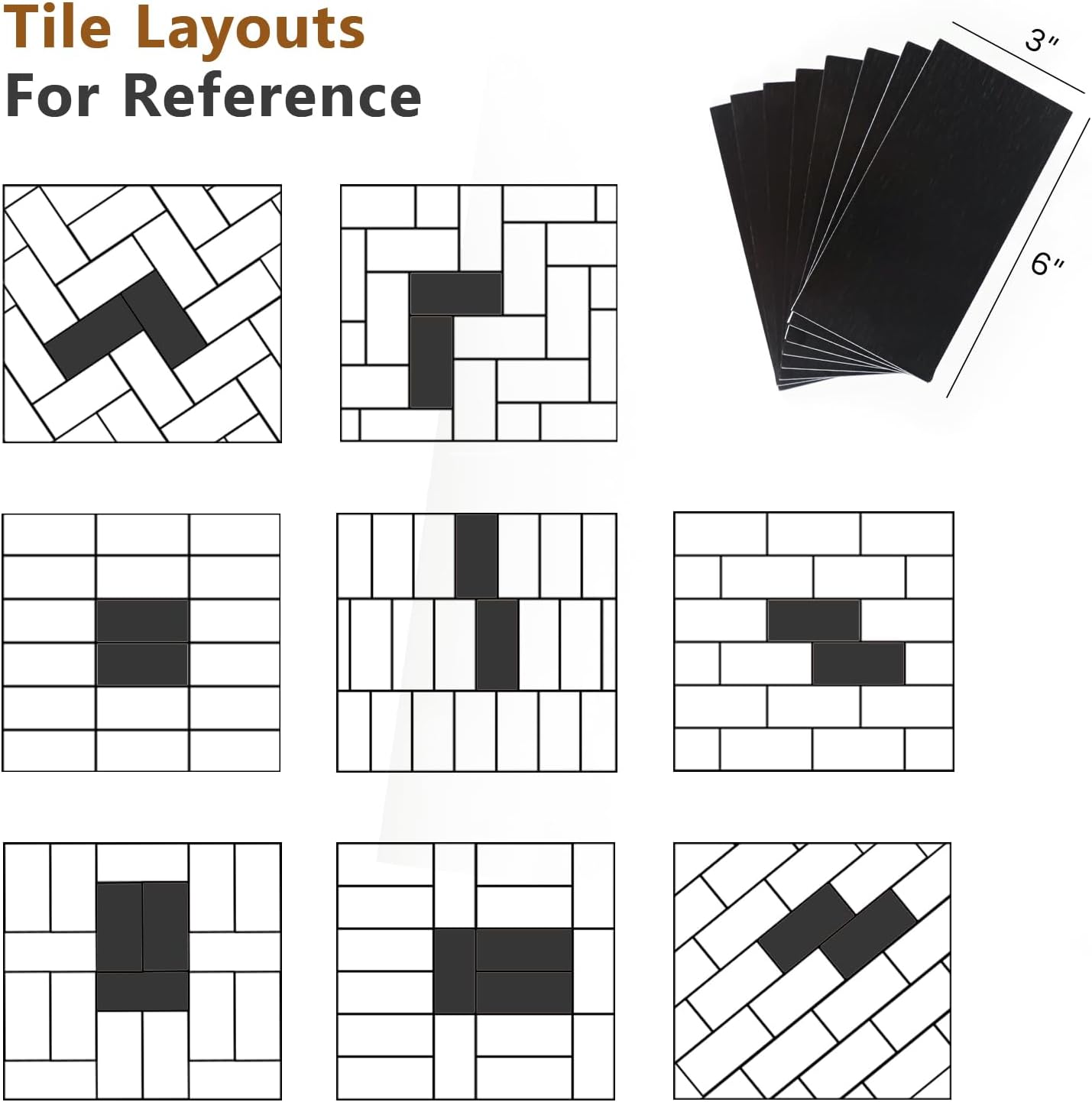 Black Peel and Stick Backsplash Subway Tile, 3"x6" Brushed Metal Backsplash Peel and Stick Wall Tiles for Kitchen Bathroom Fireplace (48 Pieces)