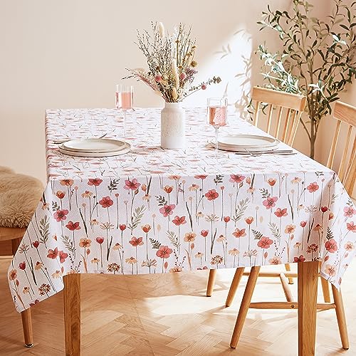 Catherine Lansfield Dining Harvest Flowers Cotton 137x229cm Table Cloth Natural