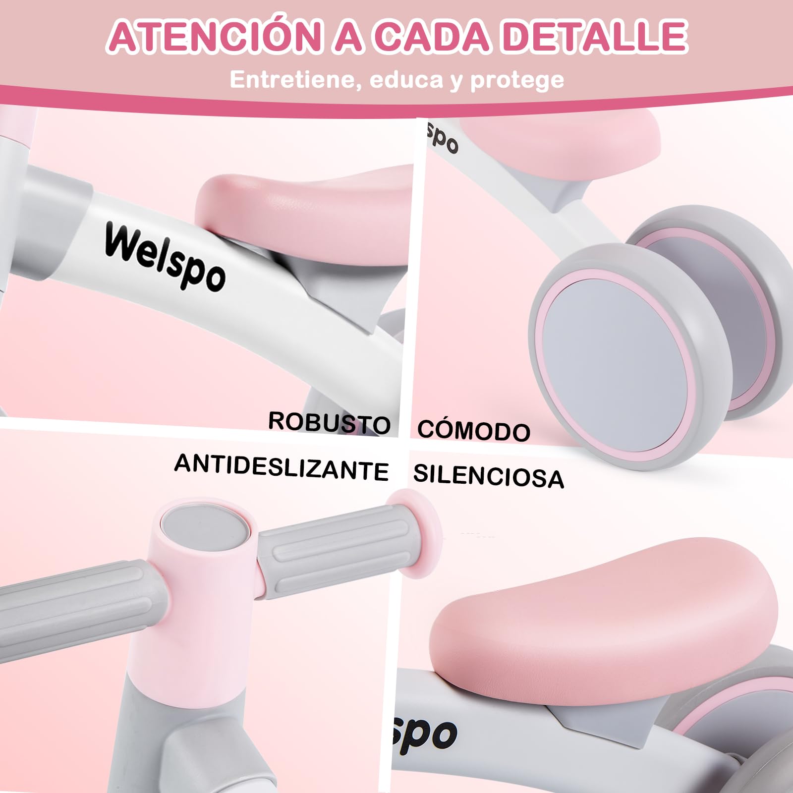 welspo Bicicleta de Equilibrio, Bicicleta Segura para Niños a Partir de 1 año, Bicicleta Bonita Resistente para Niños, Cómoda y Ligera para niños niñas como Regalo y Juguete